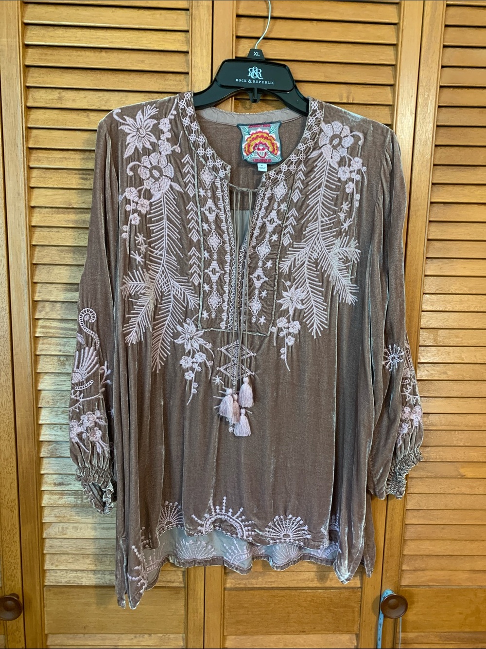 Johnny Was Velvet Purple/Taupe Blouse